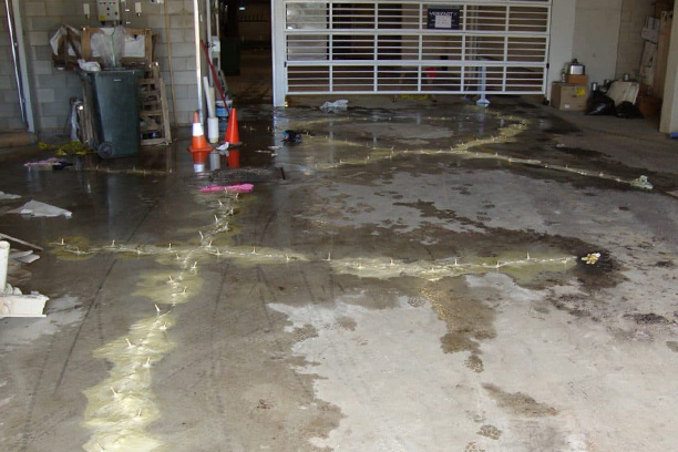 chemical injection used on a basement floor