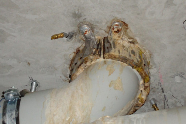 chemical injection used in a leak around a penetration in basement